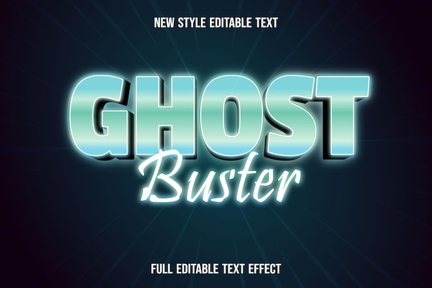editable text effect ghost buster color green and white