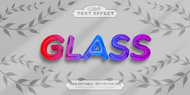 Vettore effetto testo modificabile, testo in vetro