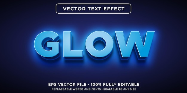 Vettore effetto di testo modificabile in stile neon blu brillante