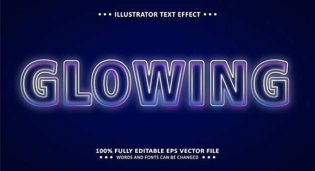 Vector editable text effect glowing neon style