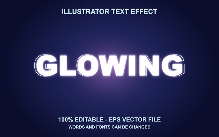 Vector editable text effect glowing