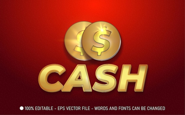 Editable text effect, gold cash style illustrations