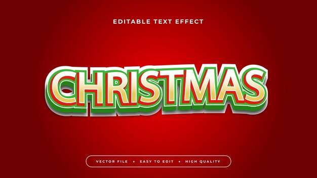 Vector editable text effect gold christmas text on red background