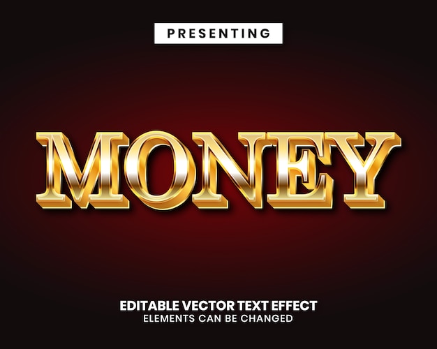 Vector editable text effect gold money style