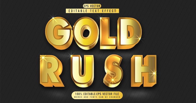 Editable text effect in gold rush layer effect style