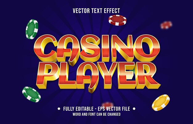 Editable text effect gradient color casino poker game style font effect template