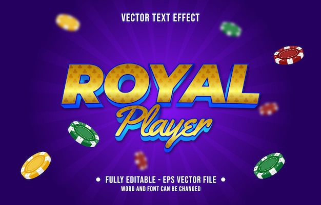 Editable text effect gradient color casino poker game style font effect template