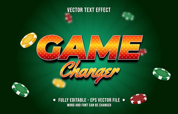 Vector editable text effect gradient color casino poker game style font effect template