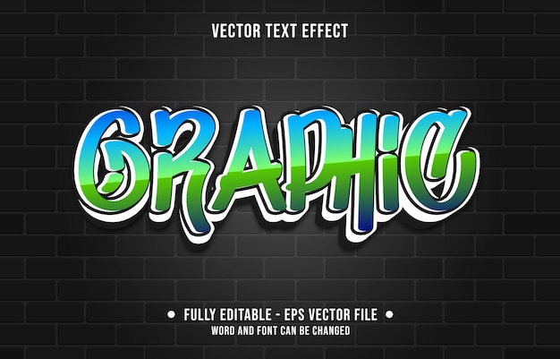 Editable text effect gradient color street graffiti wall style