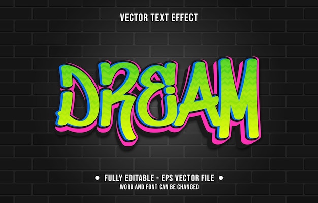 Editable text effect gradient color street graffiti wall style