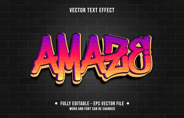 Editable text effect gradient color street graffiti wall style