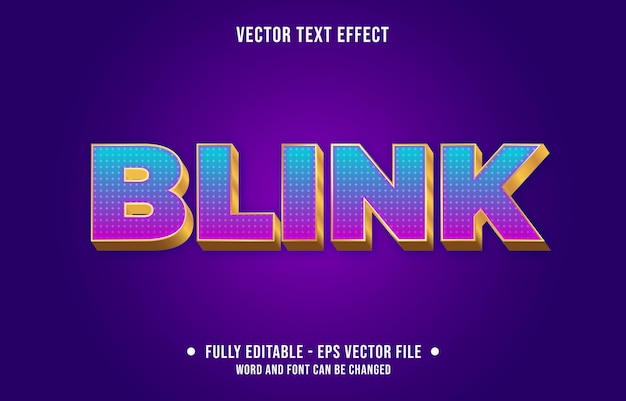 Editable text effect gradient purple and blue blink style