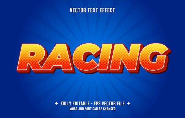 Editable text effect gradient style racing with race flag pattern