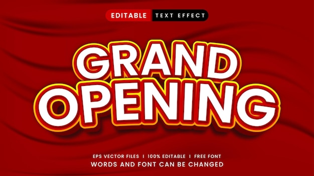 Editable text effect grand opening title style