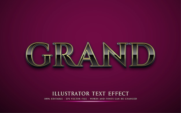 Editable text effect grand style illustrations