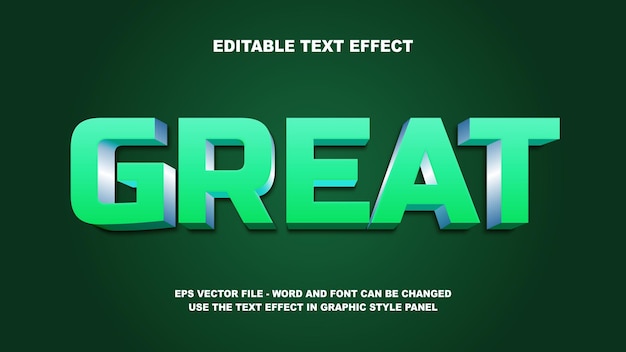 Editable Text Effect Great 3D Vector Template