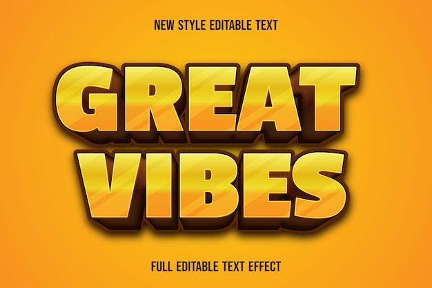 Editable text effect great vibes color yellow and brown