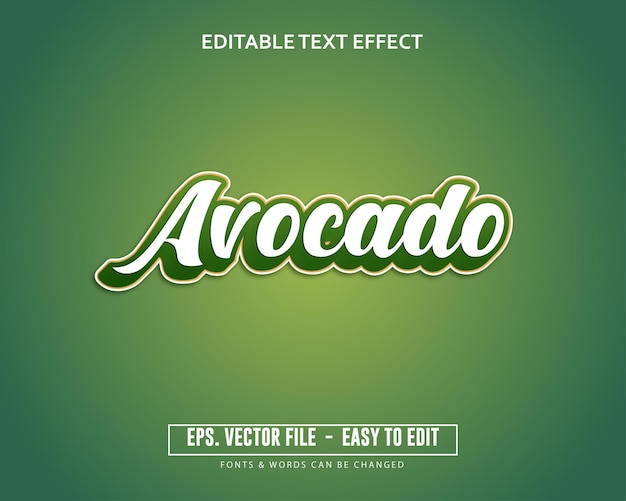 Vector editable text effect green avocado