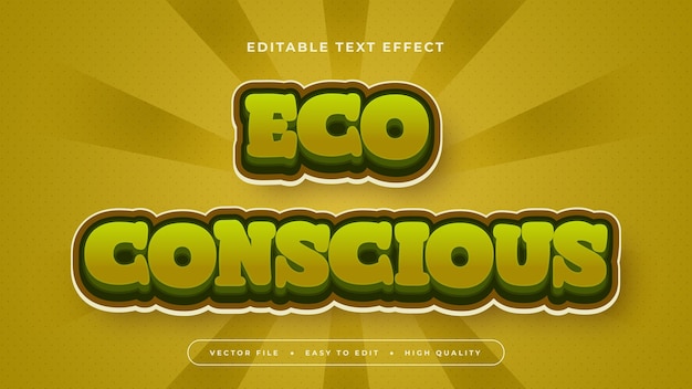 Editable text effect Green eco conscious text