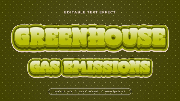 Editable text effect Green greenhouse gas emissions text