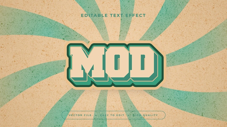 Vector editable text effect green mod text