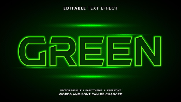 Editable text effect green neon light style