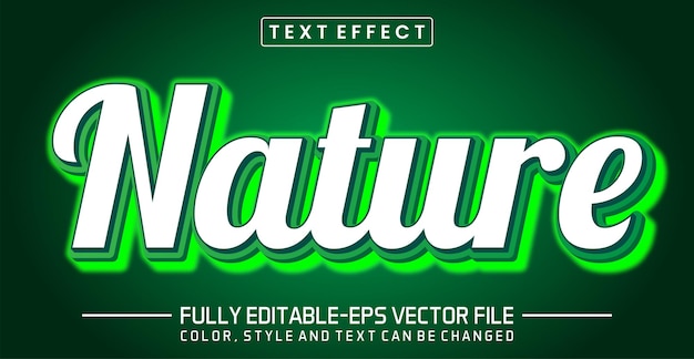 Editable text effect in green neon nature style