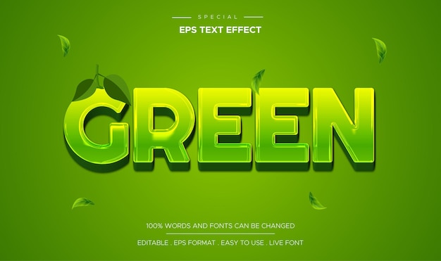 Editable text effect green style