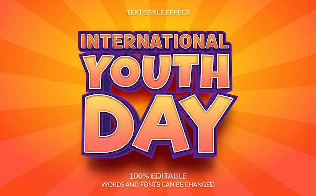 編集可能なテキスト効果、happy international youth day text style