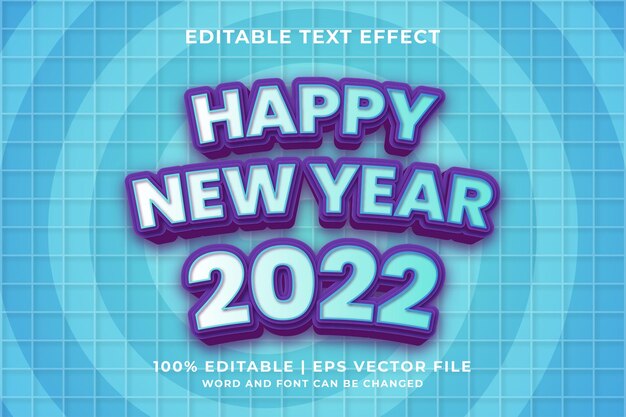 Editable text effect - Happy New Year 2022 3d template style premium vector