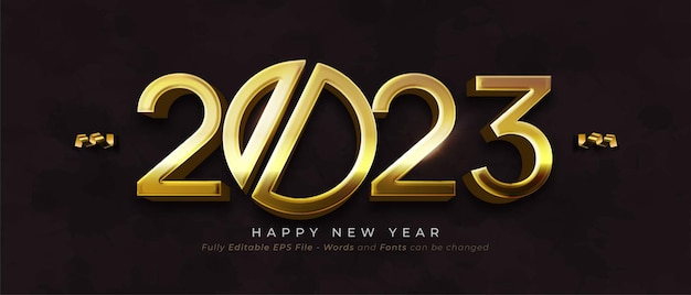 Editable text effect happy new year 2023 with gold theme