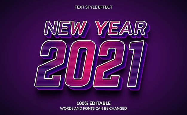 Vector editable text effect, happy new year text style