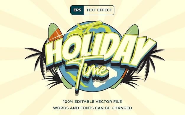 Vector editable text effect happy summer time 3d perfect for banner holiday design element