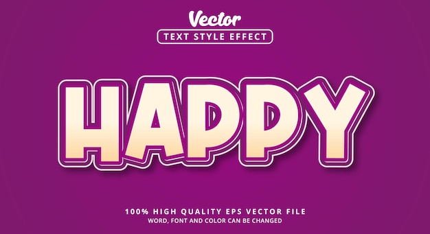 Editable text effect Happy text with layered style