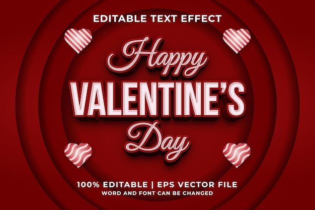 Editable text effect - happy valentine's day 3d template style premium vector