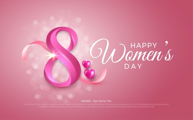 Editable text effect, Happy women's day 8 March 