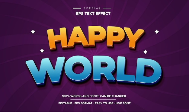 Editable text effect, happy world style