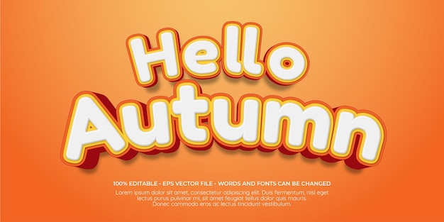 Editable text effect hello autumn 3d style illustrations