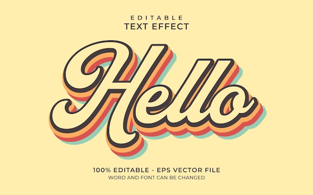 Editable text effect hello retro style