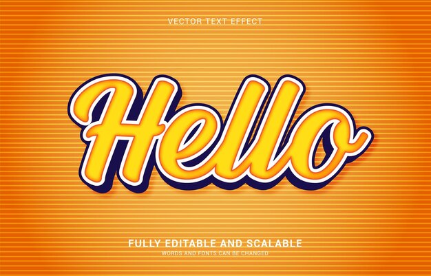 Vector editable text effect hello style