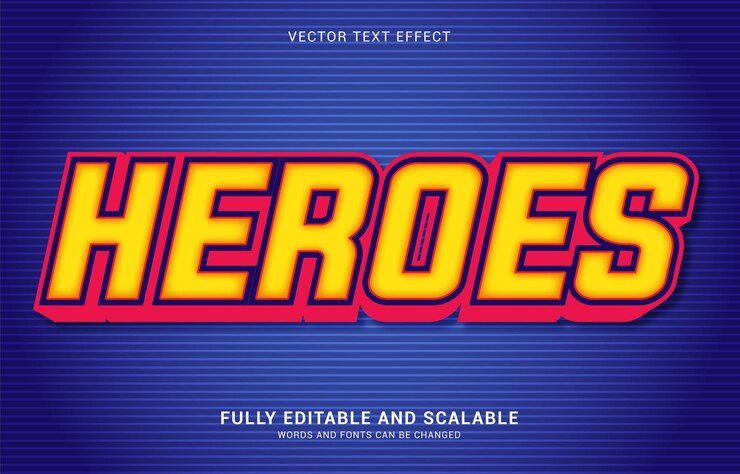 Editable text effect Heroes style