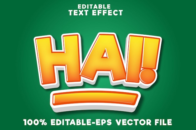 Editable text effect hi with simple comic style