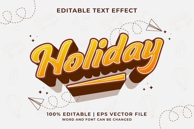 Editable text effect Holiday 3d cartoon template style premium vector