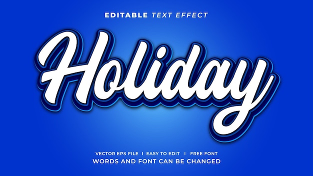 Editable text effect holiday blue style