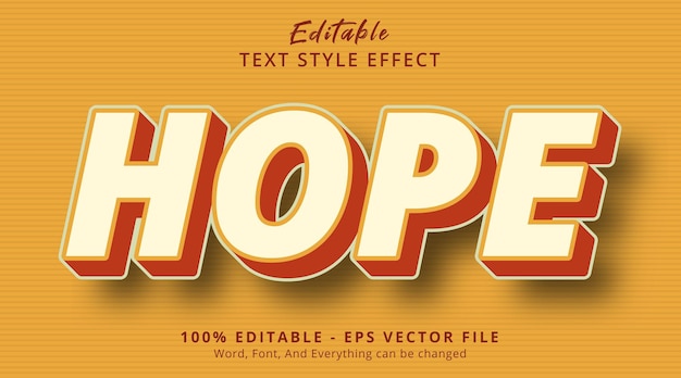 Редактируемый текстовый эффект, Надежда текст на эффект стиля ретро-комбинации цветов