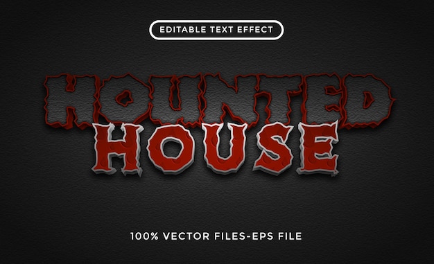 Редактируемый текстовый эффект в стиле ужасного дома с привидениями Премиум векторы