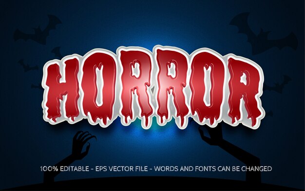 Vector editable text effect horror scream style illustrations