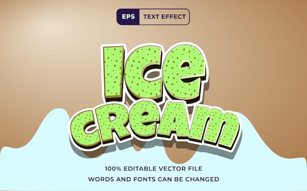 Vector editable text effect ice cream 3d perfect for banner food promotion design element