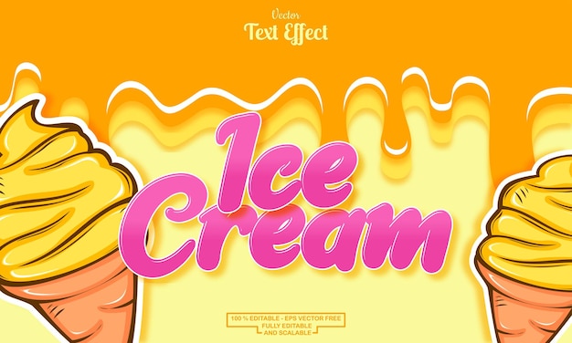 Effetto testo modificabile in stile gelato con simpatico sfondo giallo