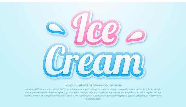 Editable text effect ice cream